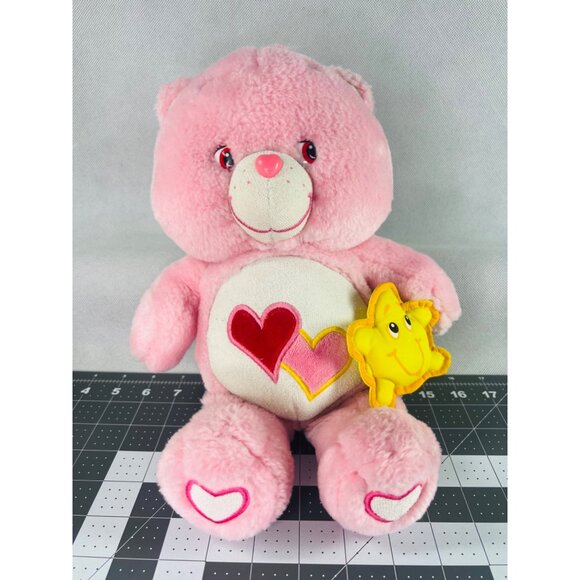 Vintage 2003 Care Bears Love-A-Lot Glow in the dark Plush Pink 14" holding star - Picture 1 of 9